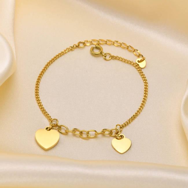 Wholesale Stainless Steel Double Heart Tag Bracelet