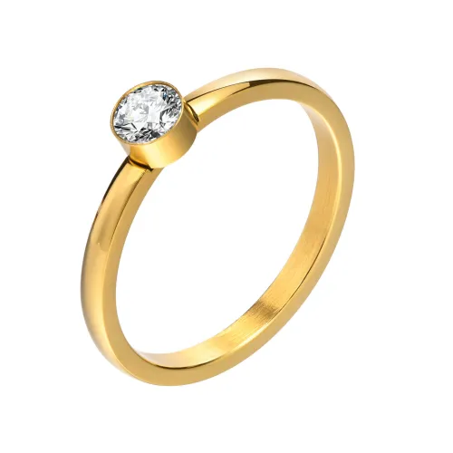 Wholesale Stainless Steel CZ Bezel-Set Stackable Ring