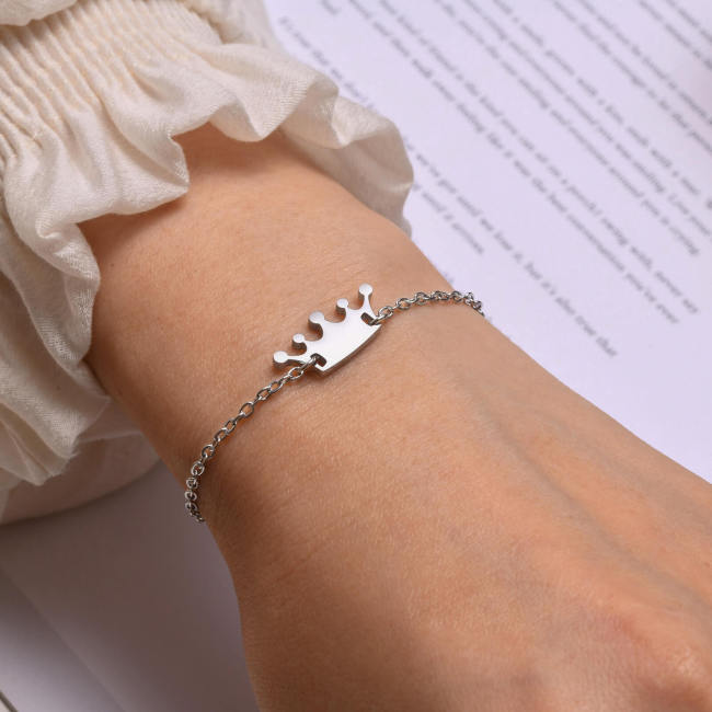 Wholesale Stainless Steel Adjustable Princess Crown Bracelet