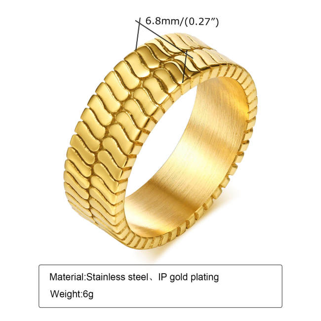 Wholesale Stainless Steel Women's Tire Tread Band Ring