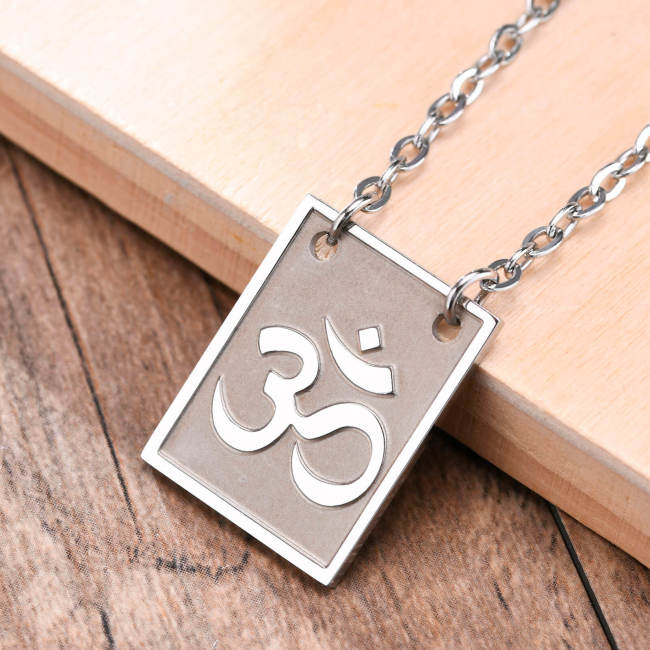 Wholesale Stainless Steel Om Square Pendant