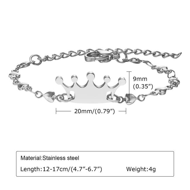 Wholesale Stainless Steel Women Crown Bracelet