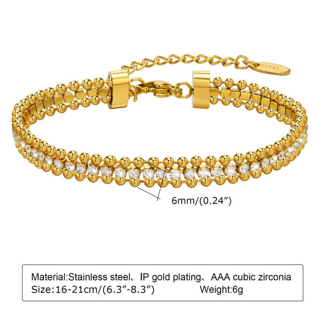 Wholesale Stainless Steel Sparkling Tennis Bracelet
