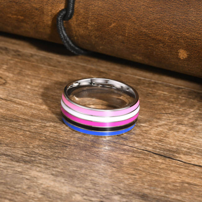 Wholesale Stainless Steel Rainbow Pride Band Ring