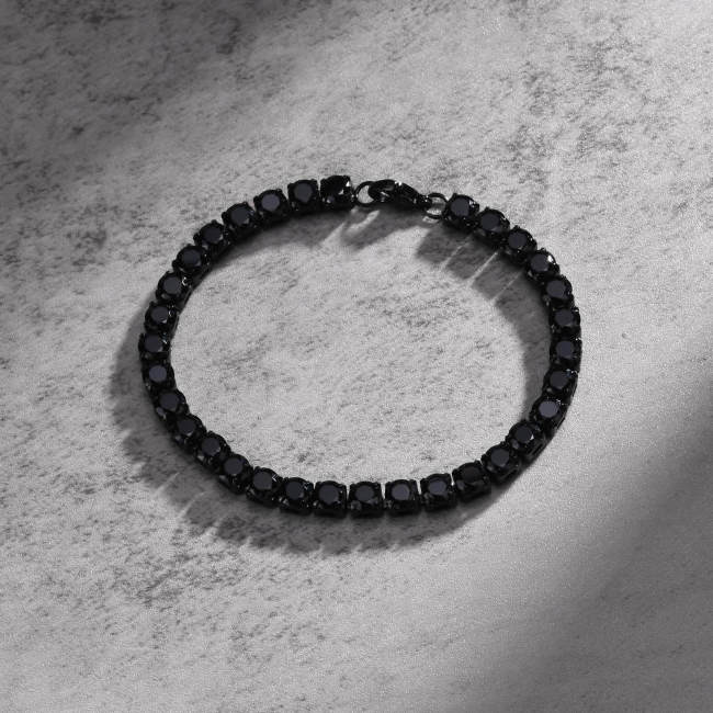 Wholesale Stainless Steel Men's Black Tennis Bracelet