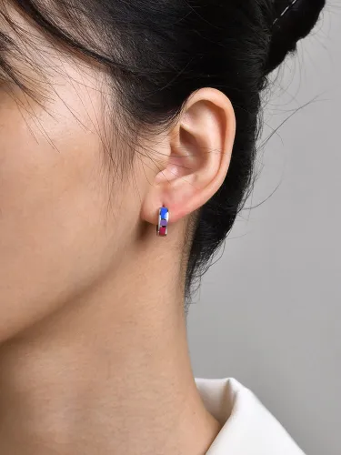 Wholesale Stainless Steel Rainbow Huggie Earrings