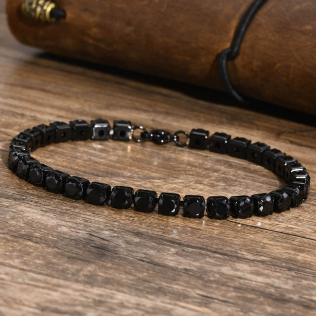 Wholesale Stainless Steel Men's Black Tennis Bracelet