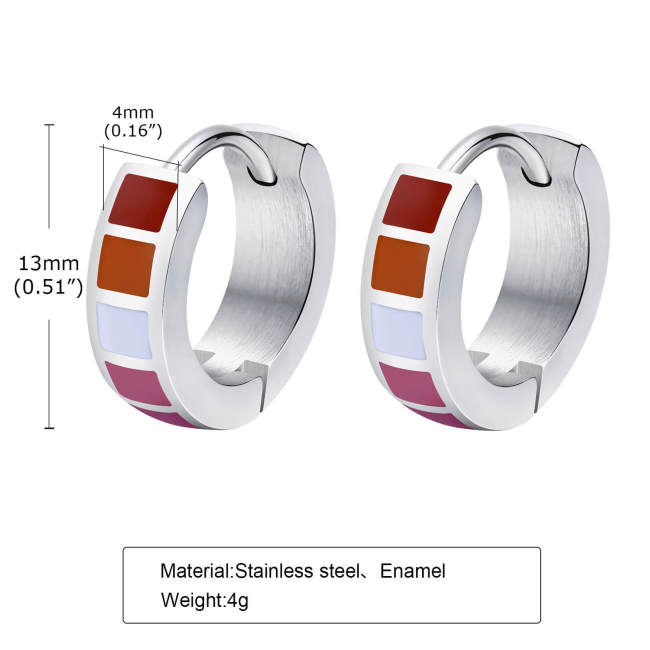 Wholesale Stainless Steel Colorful Huggie Earrings
