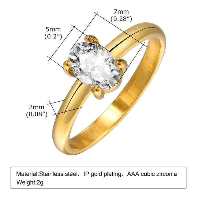 Wholesale Stainless Steel Oval CZ Wedding Rings