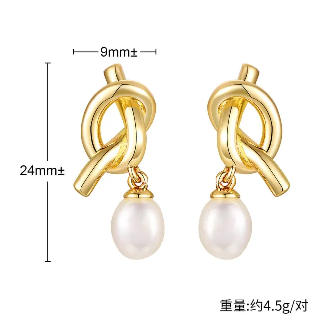 Wholesale Copper & Pearl Infinite Love Stud Earrings
