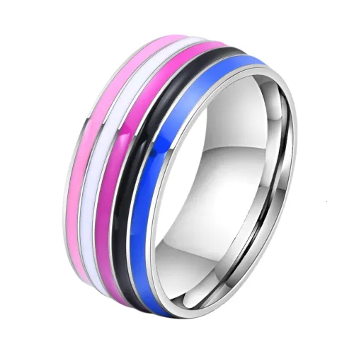 Wholesale Stainless Steel Rainbow Pride Band Ring