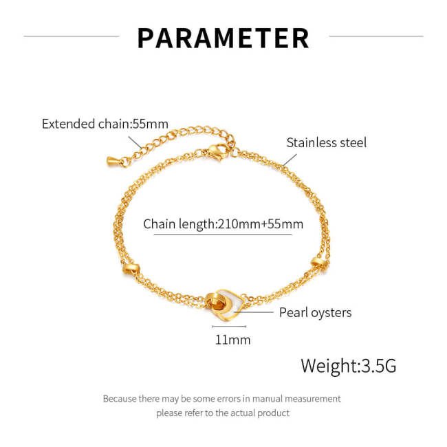 Wholesale Stainless Steel Interlocking Double-Layer Anklets