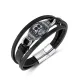 Wholesale Steel Skull Leather Bracelet for Mens