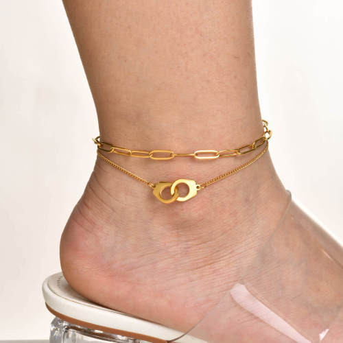Wholesale Stainless Steel Handcuffs Double Chain Anklet
