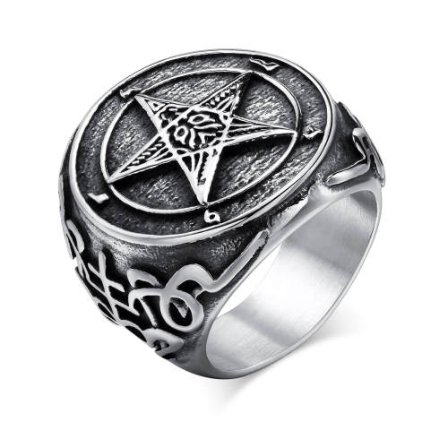 Wholesale Stainless Steel Satanic Pentagram Devil Star Ring