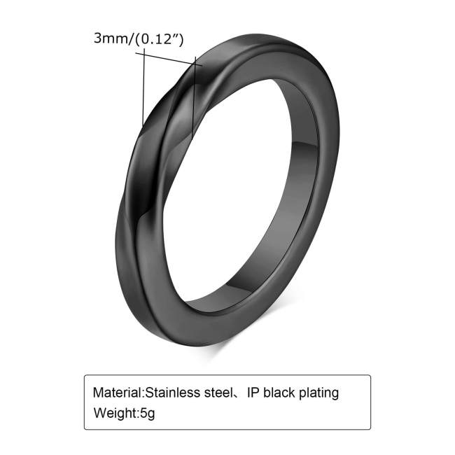Wholesale Stainless Steel 3mm Möbius Ring