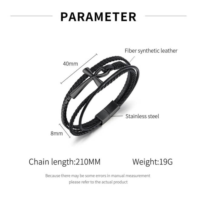 Wholesale Multi-Layer Braided Leather Cross Bracelet