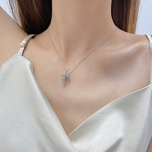 Wholesale Stainless Steel Cross & Crown Pendant Necklace