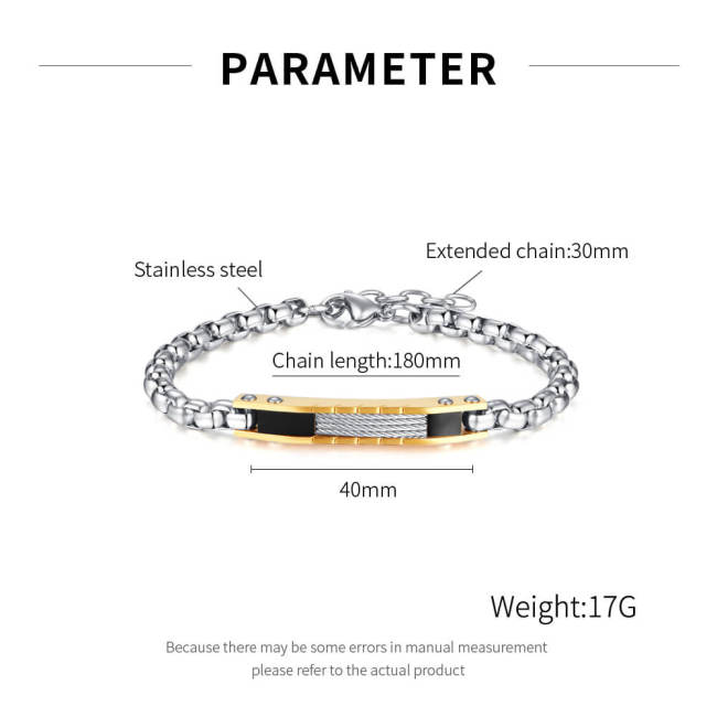 Wholesale Stainless Steel Cable Bar Box Chain Bracelet