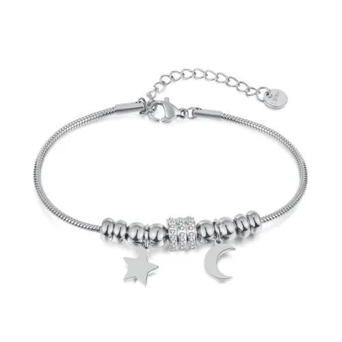 Wholesale Stainless Steel Star & Moon Snake Chain Bracelet