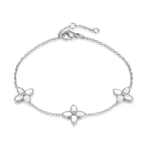 Wholesale Stainless Steel Pearl Clover Bracelet