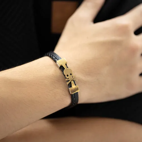 Wholesale Stainless Steel Skull Leather Bracelets