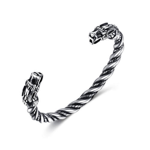 Wholesale Stainless Steel Double Head Dragon Bangle