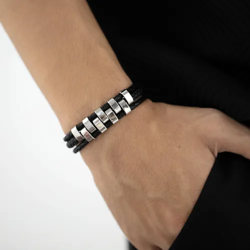 Wholesale Stainless Steel Simple Braided Leather Bracelet