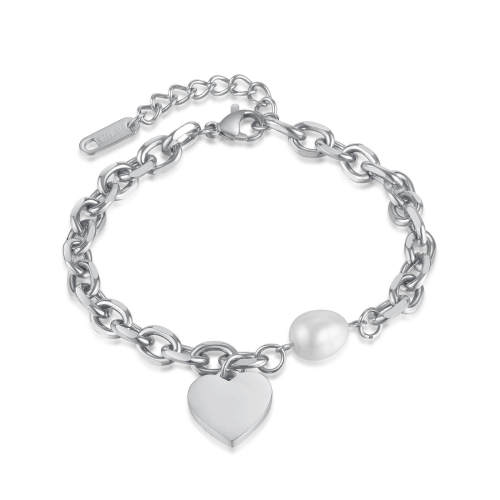 Wholesale Stainless Steel Chunky Chain Bracelet with Heart