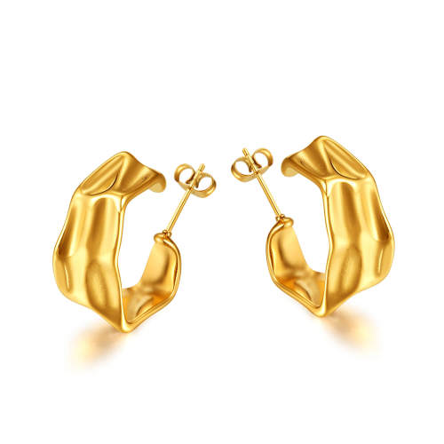 Wholesale Stainless Steel Geometric Irregular C-shaped Earrings