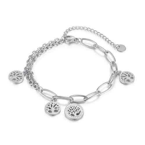 Wholesale Stainless Steel Tree of Life Paperclip Chain Bracelet