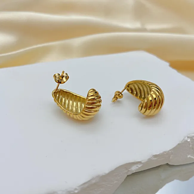 Wholesale Stainless Steel Chunky Drop Threaded Earrings