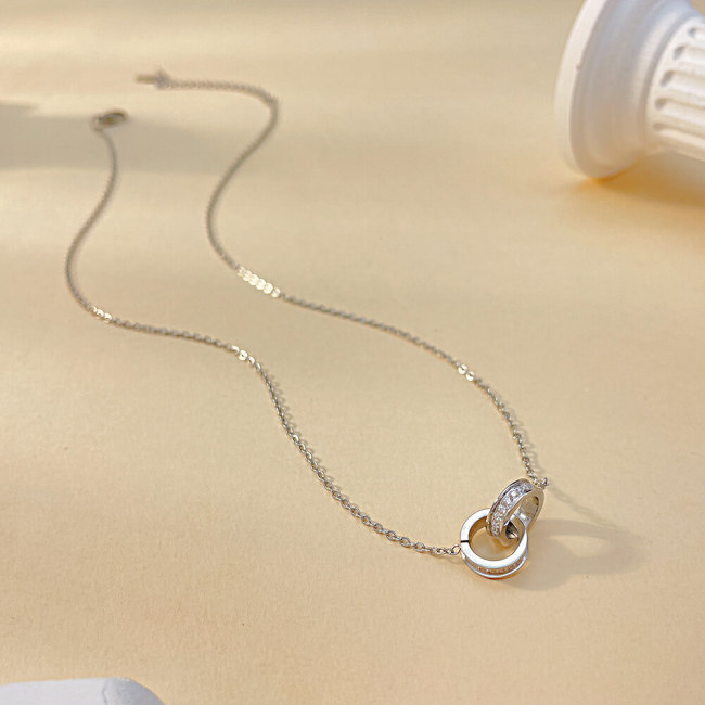 Wholesale Stainless Steel Interlocking Ring Necklace