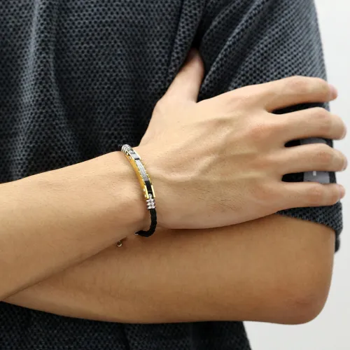 Wholesale Stainless Steel Cool Men's Leather Bracelet