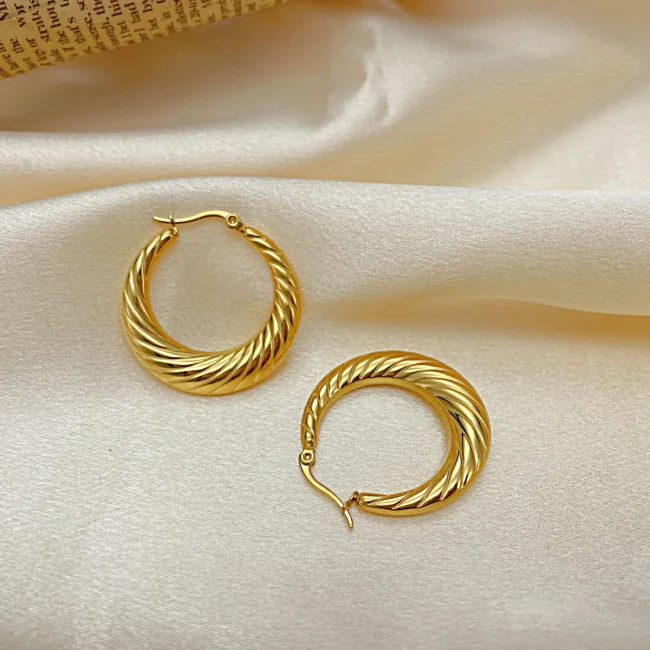 Wholesale Stainless Steel Graduated Twisted Hoop Earrings