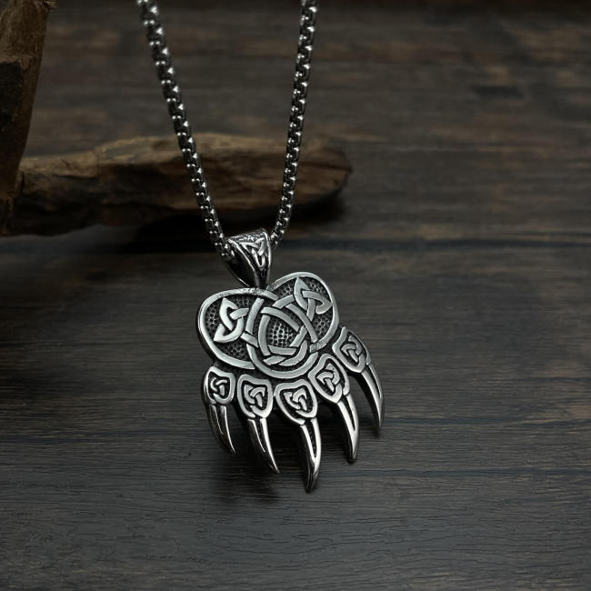 Wholesale Stainless Steel Celtic Knot Bear Paw Pendant