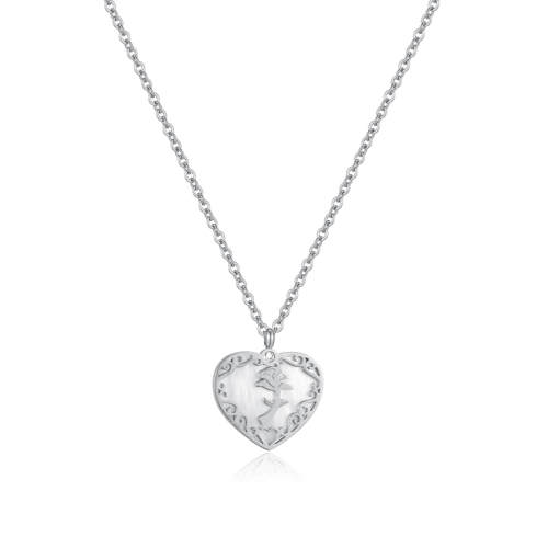 Wholesale Stainless Steel Heart Rose Necklace