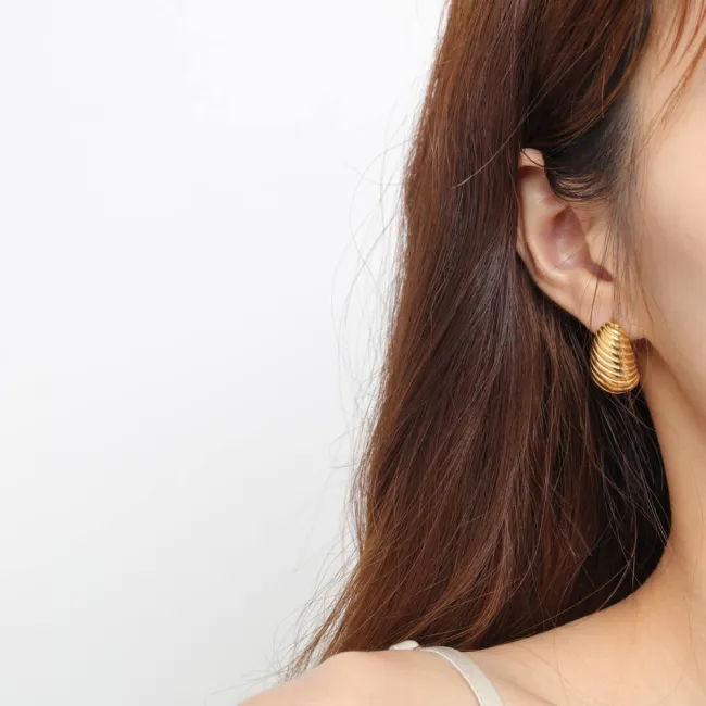 Wholesale Stainless Steel Chunky Drop Threaded Earrings