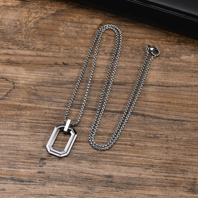 Wholesale Stainless Steel Men Octagonal Pendant Necklace