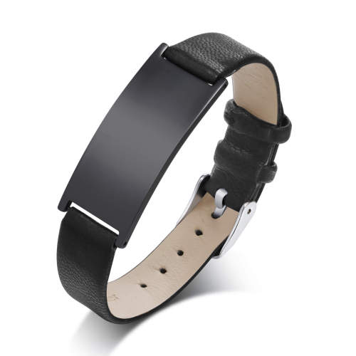 Wholesale Stainless Steel Custom Leather Bracelet for Men