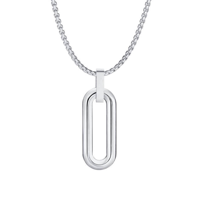 Wholesale Stainless Steel Men Paperclip Pendant Necklace