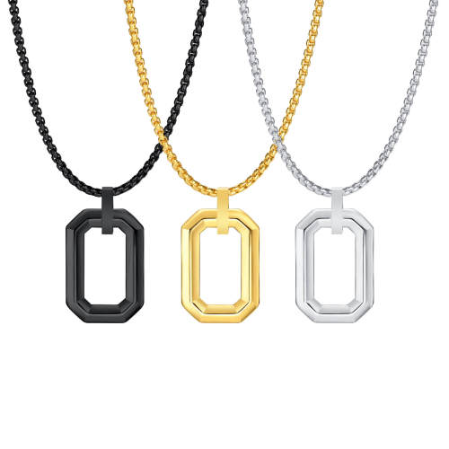 Wholesale Stainless Steel Men Octagonal Pendant Necklace