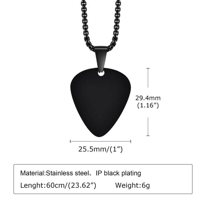 Wholesale Stainless Steel Engravable Guitar Pick Necklace