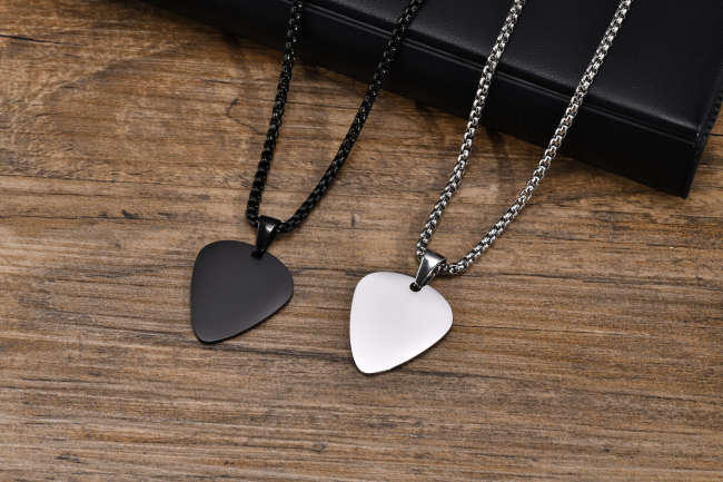 Wholesale Stainless Steel Engravable Guitar Pick Necklace