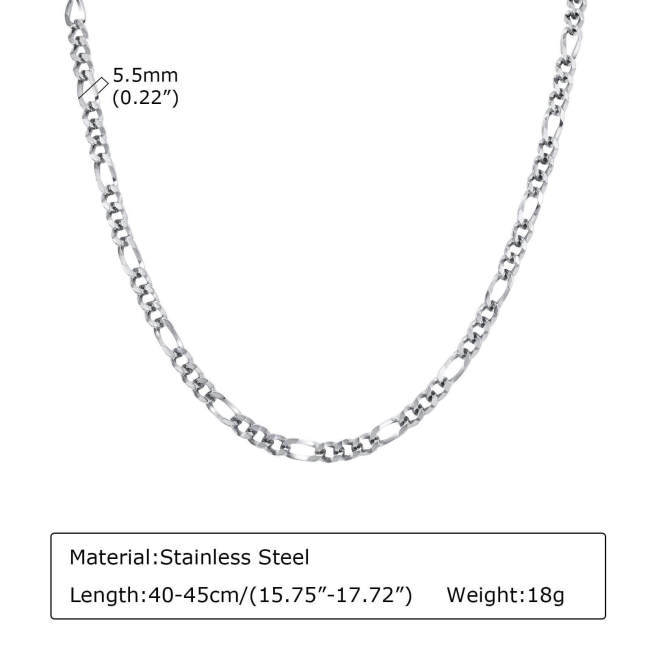 Wholesale Stainless Steel Figaro Chain Necklace