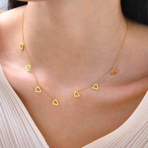 Wholesale Stainess Steel Love Moon Clover Lightning Cross Embellished Necklace