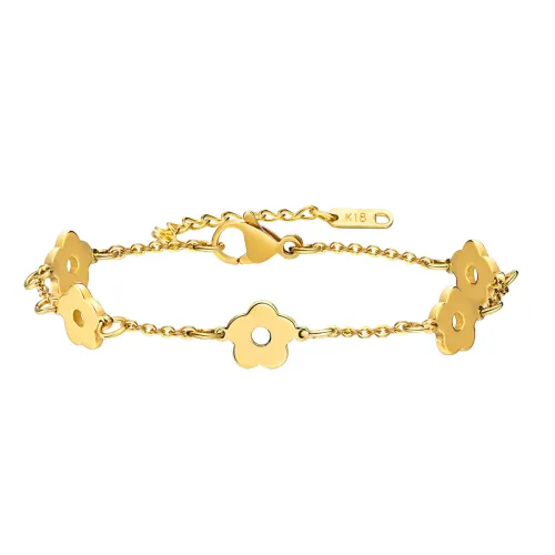 Wholesale Stainless Steel Hollow Dainty Flower Chain Bracelet