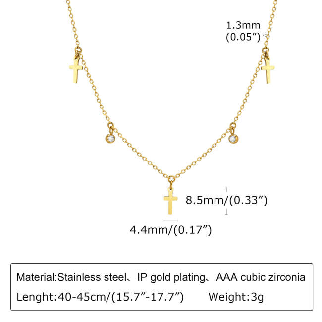 Wholesale Stainess Steel Love Moon Clover Lightning Cross Embellished Necklace