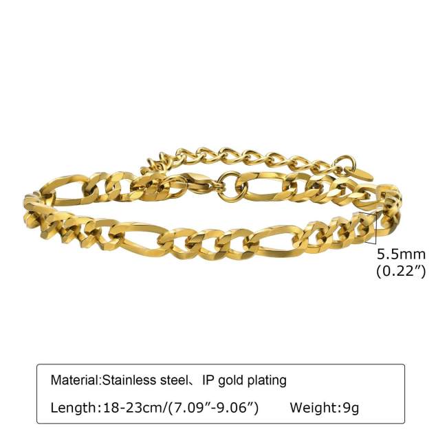 Wholesale Stainless Steel Mens Figaro Chain Bracelet