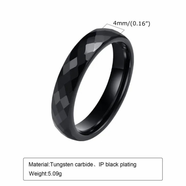 Wholesale 4mm Diamond Cut Tungsten Ring